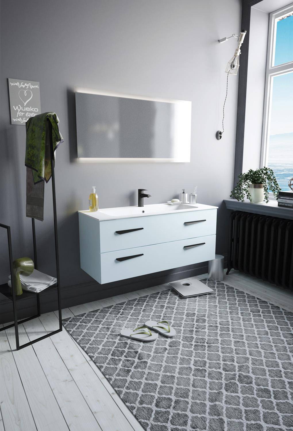 Meuble de salle de bain personnalisable suspendu de marque Weiko modèle Baikal