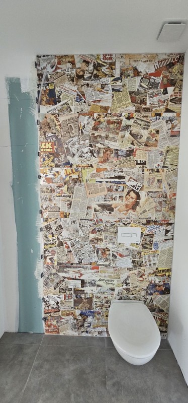 Vente et pose de carrelage Pop Art de chez Aparici pour des toilettes à Venelles
